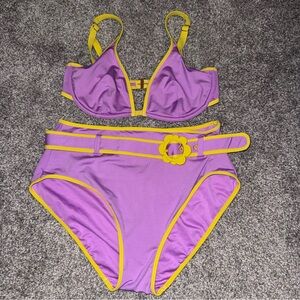 Kate Spade Daisy Buckle High-waist Swimsuit 2-piece Bikini Medium